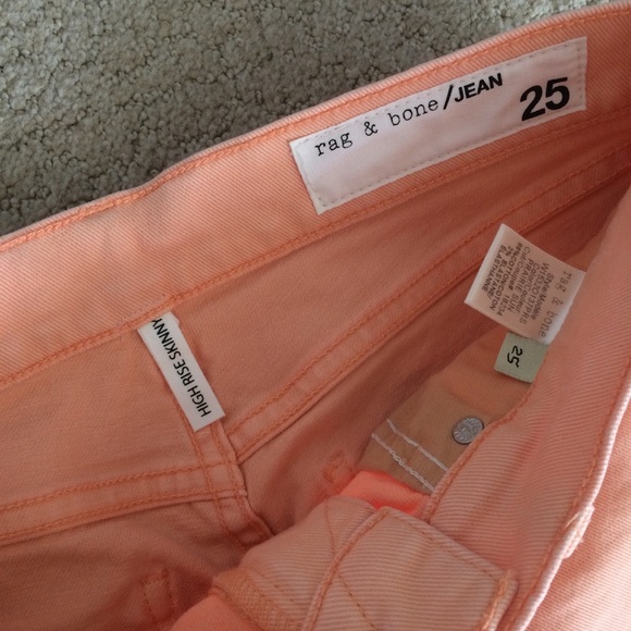 Rag & Bone High Rise Skinny Jeans salmon color - Picture 5 of 8